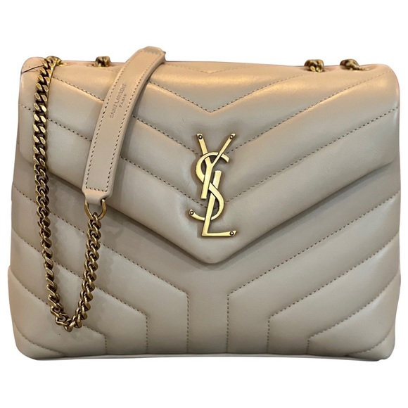 SAINT LAURENT Monogram Loulou Quilted Small Beige Leather Shoulder Bag - Picture 13 of 13